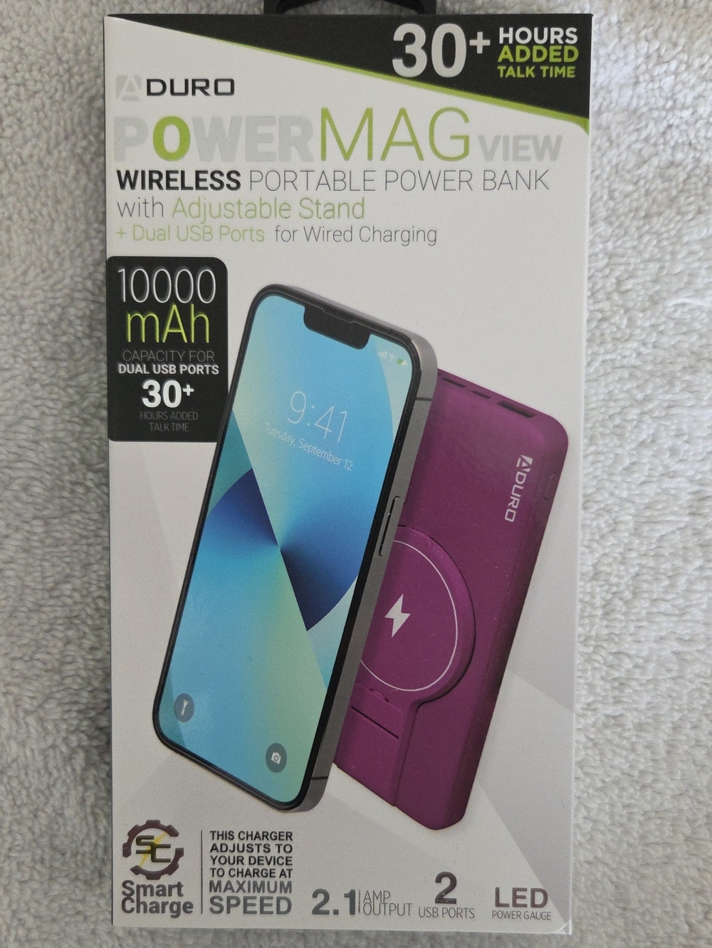 DURO PowerMag View 10000mAh Wireless Power Bank - Purple